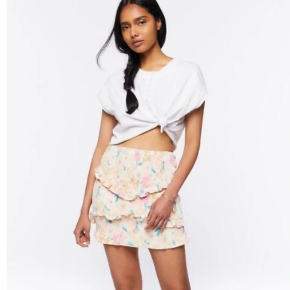 F21 Smocked Floral Print Mini Skirt